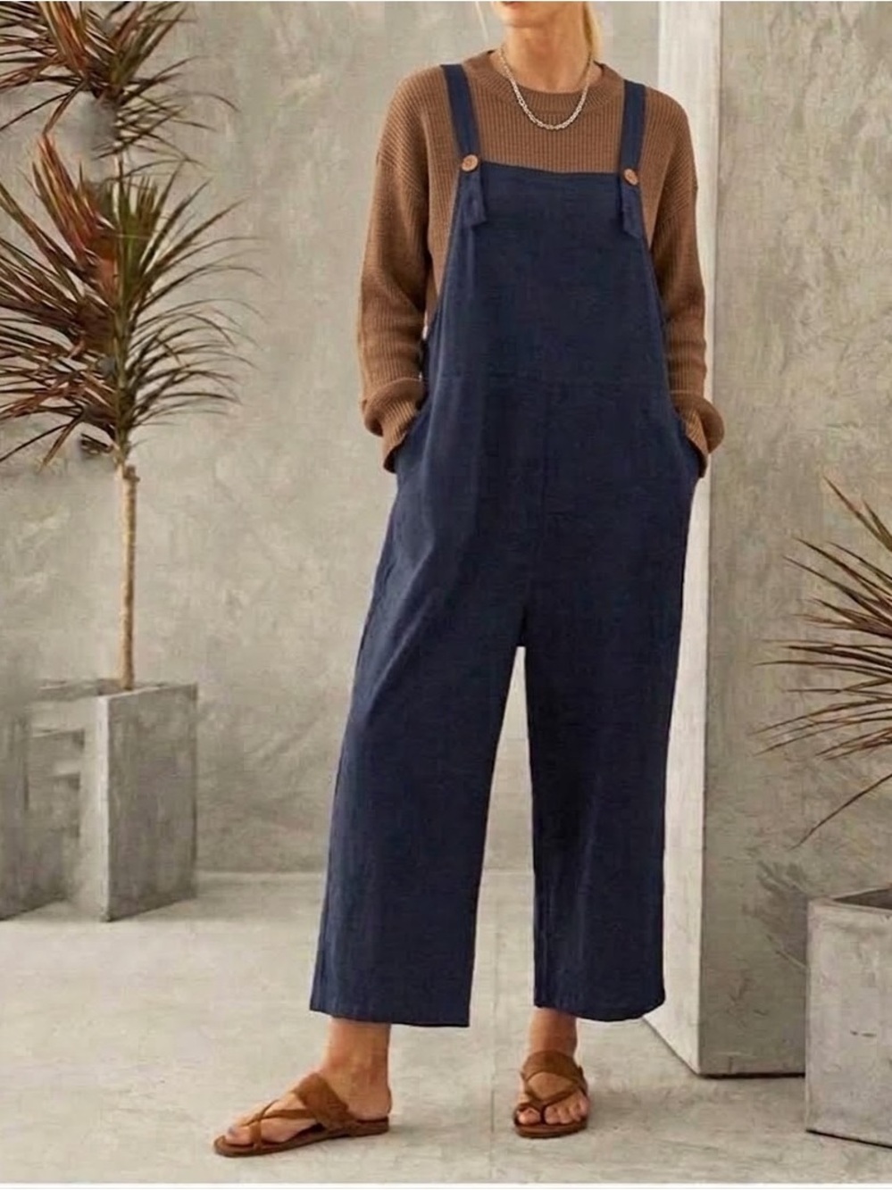 NWT Women's Lagerlook Blue Wide Leg oversized Jumpsuit SZ XL